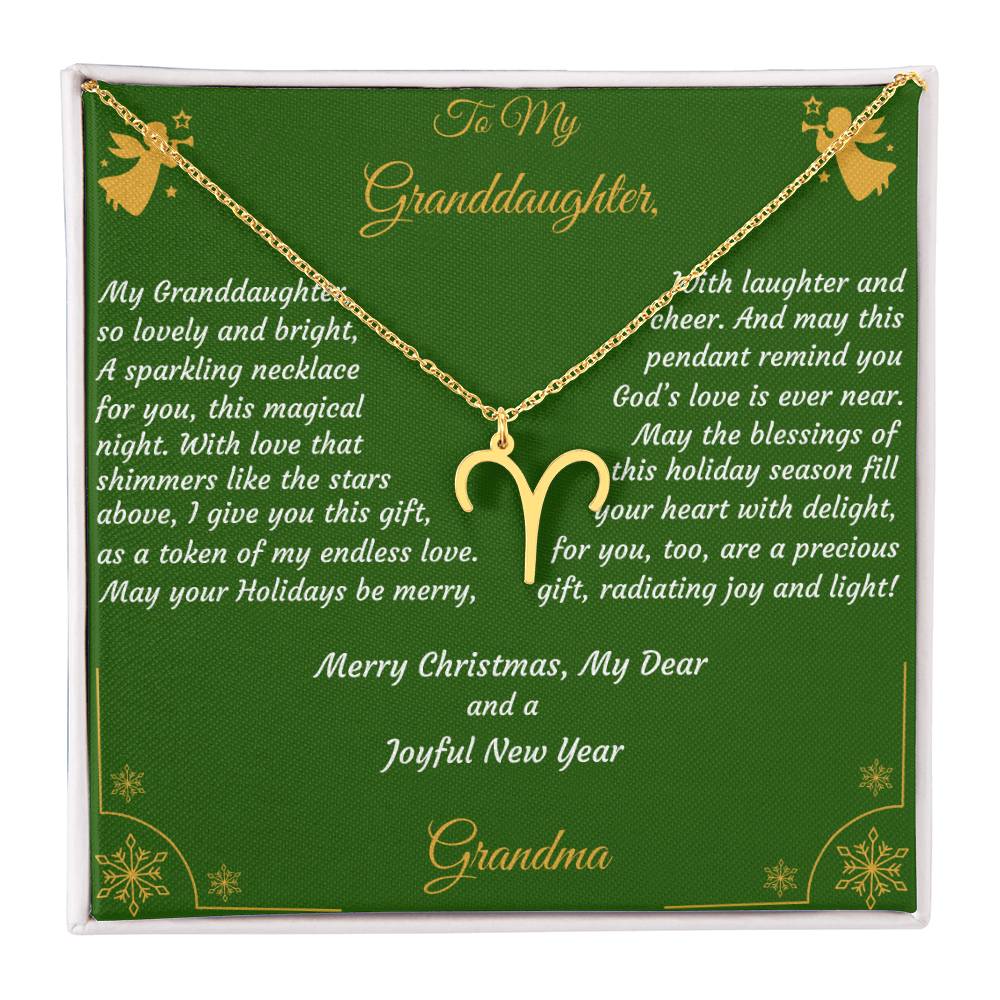 Zodiac Symbol Necklace Christmas Gift with Gift Box and Message Card for My Granddaughter