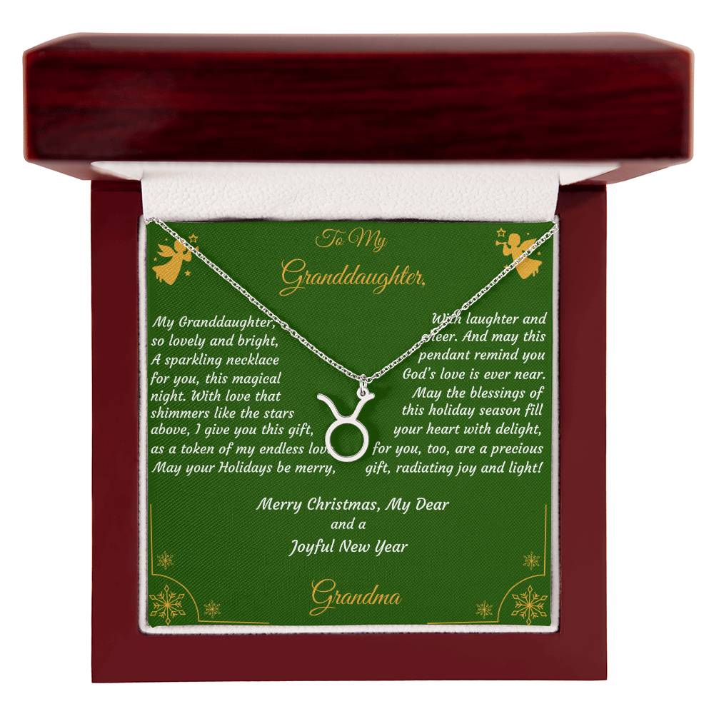 Zodiac Symbol Necklace Christmas Gift with Gift Box and Message Card for My Granddaughter