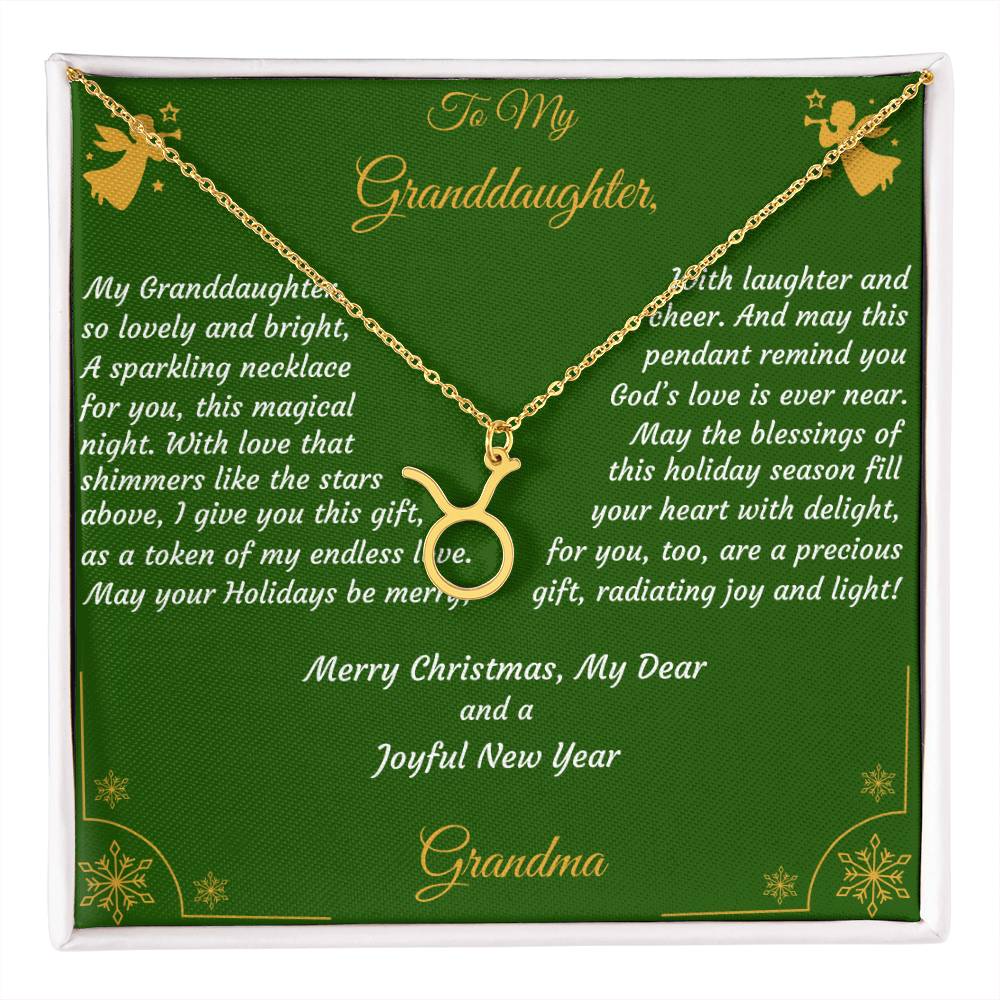 Zodiac Symbol Necklace Christmas Gift with Gift Box and Message Card for My Granddaughter