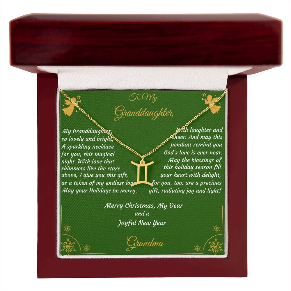 Zodiac Symbol Necklace Christmas Gift with Gift Box and Message Card for My Granddaughter