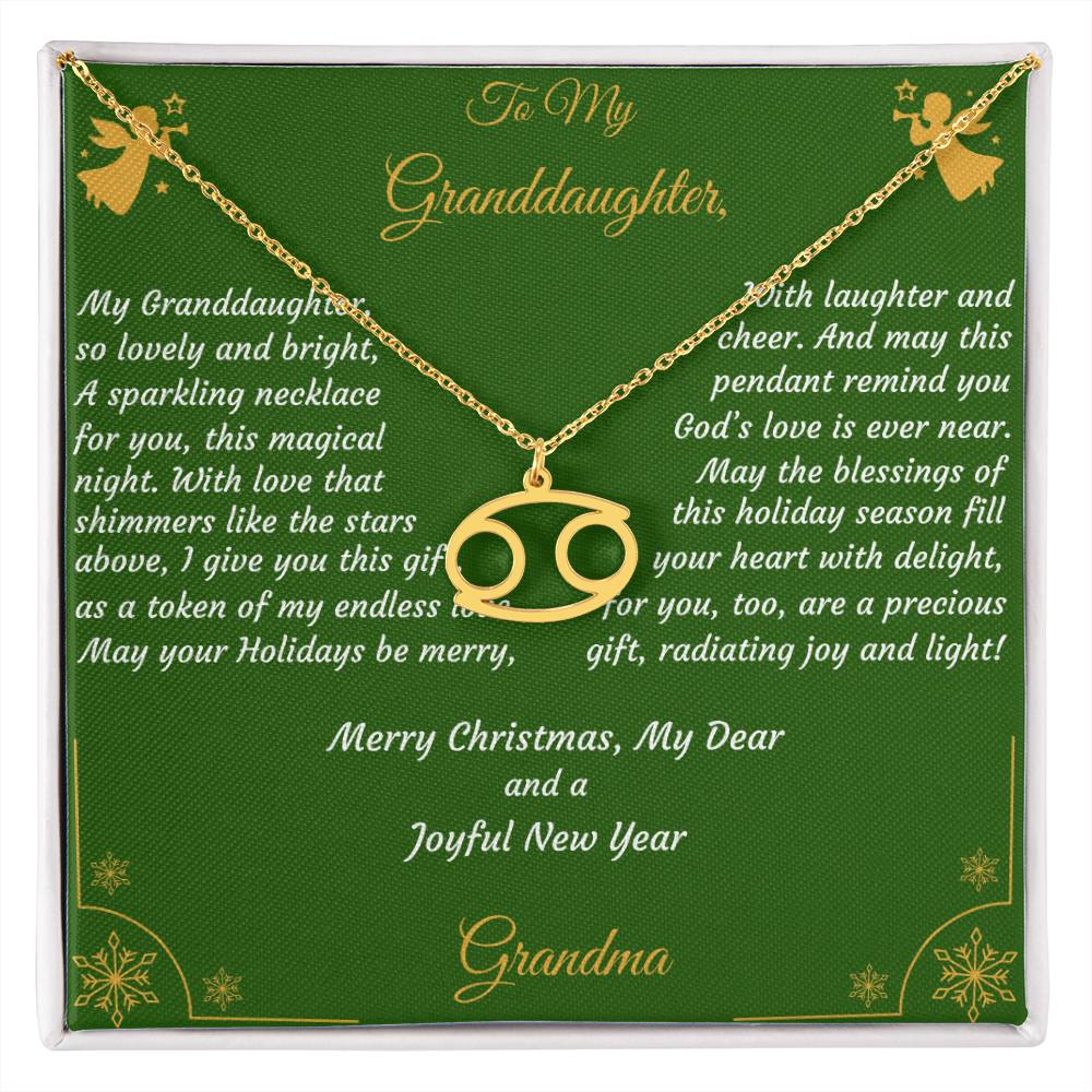 Zodiac Symbol Necklace Christmas Gift with Gift Box and Message Card for My Granddaughter