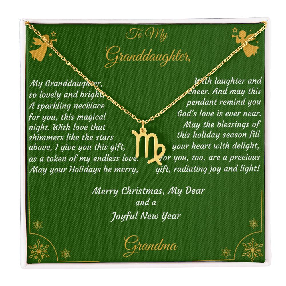 Zodiac Symbol Necklace Christmas Gift with Gift Box and Message Card for My Granddaughter