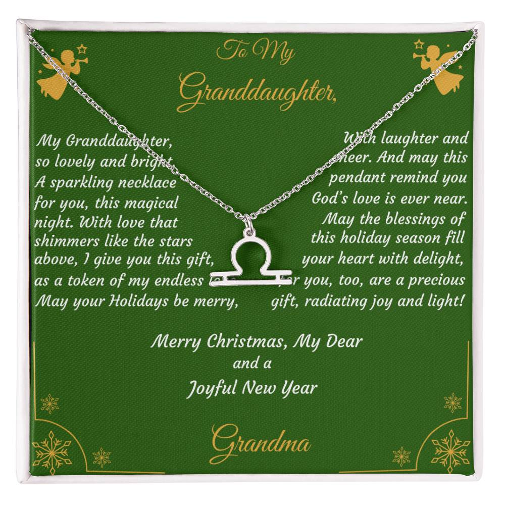 Zodiac Symbol Necklace Christmas Gift with Gift Box and Message Card for My Granddaughter