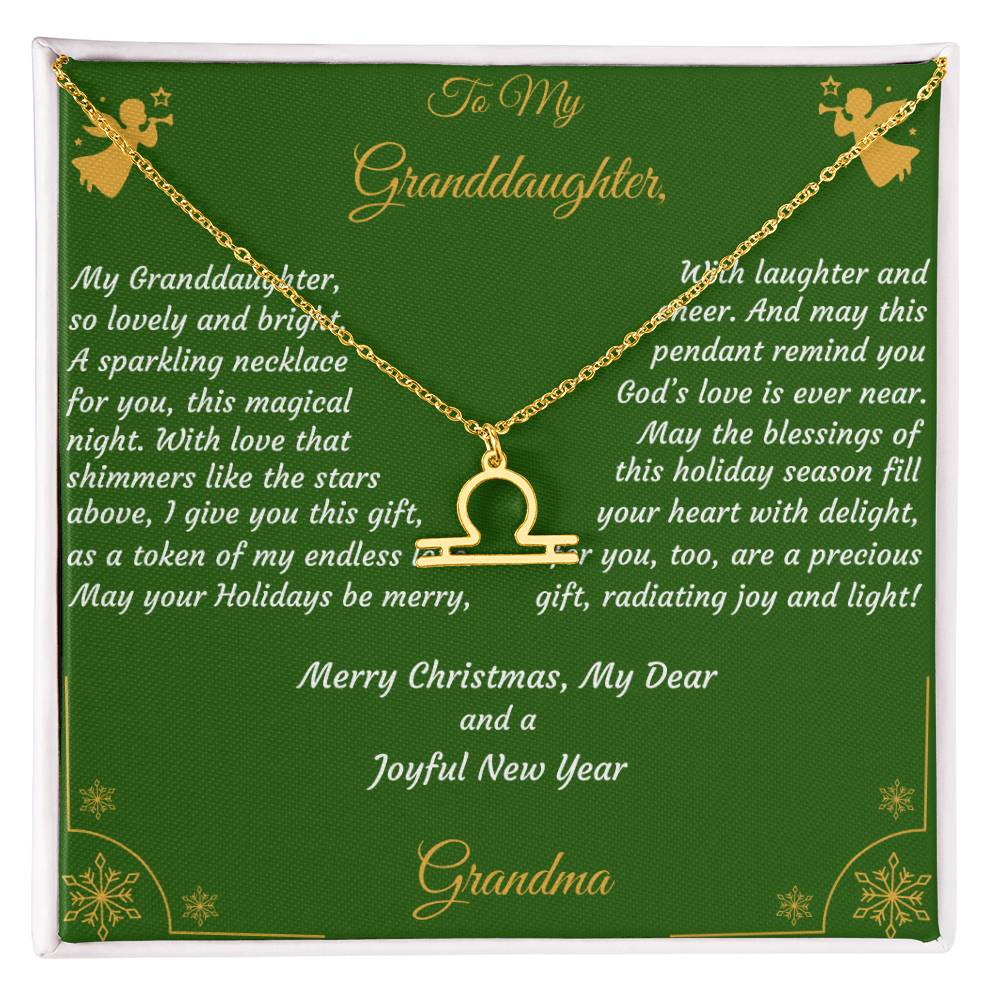 Zodiac Symbol Necklace Christmas Gift with Gift Box and Message Card for My Granddaughter