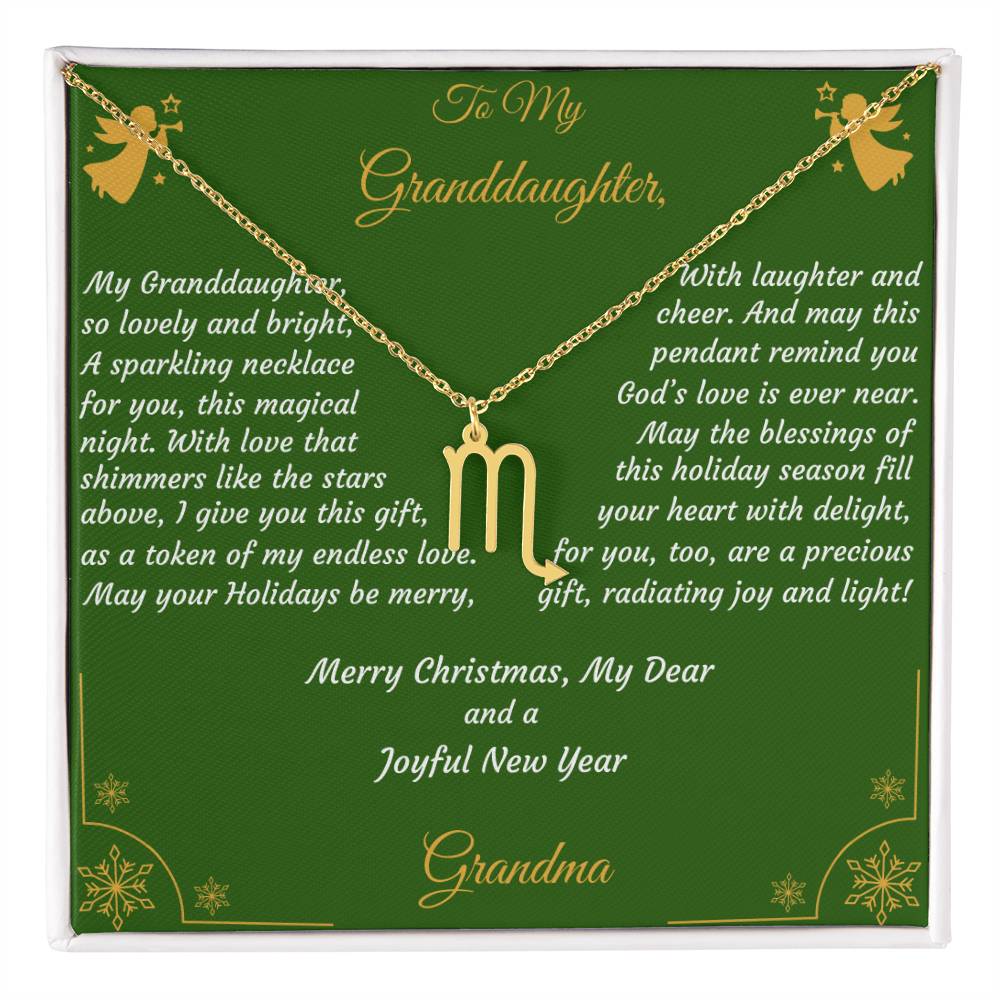 Zodiac Symbol Necklace Christmas Gift with Gift Box and Message Card for My Granddaughter