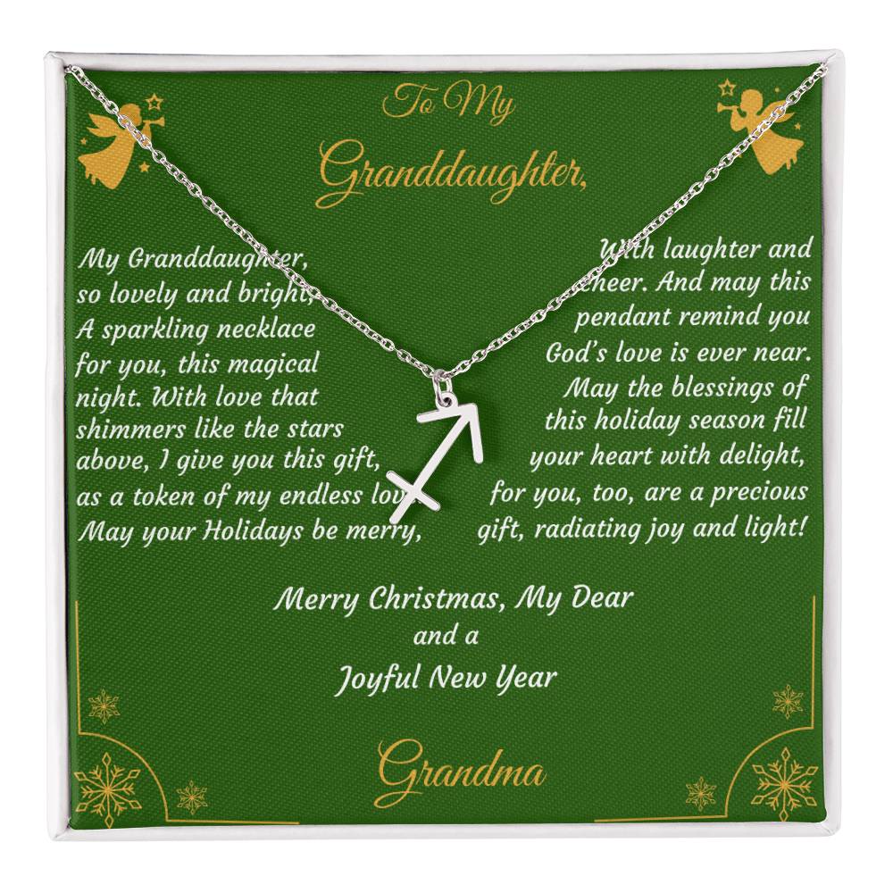 Zodiac Symbol Necklace Christmas Gift with Gift Box and Message Card for My Granddaughter