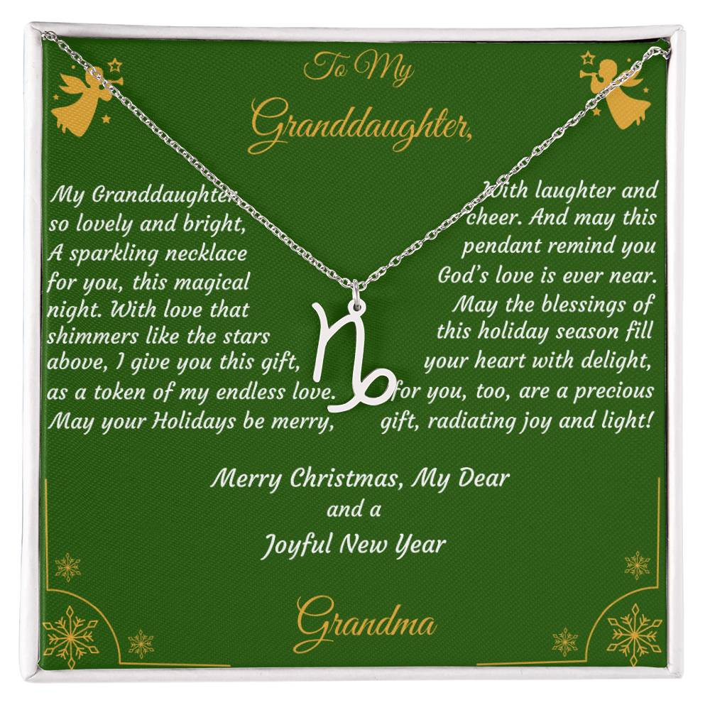 Zodiac Symbol Necklace Christmas Gift with Gift Box and Message Card for My Granddaughter