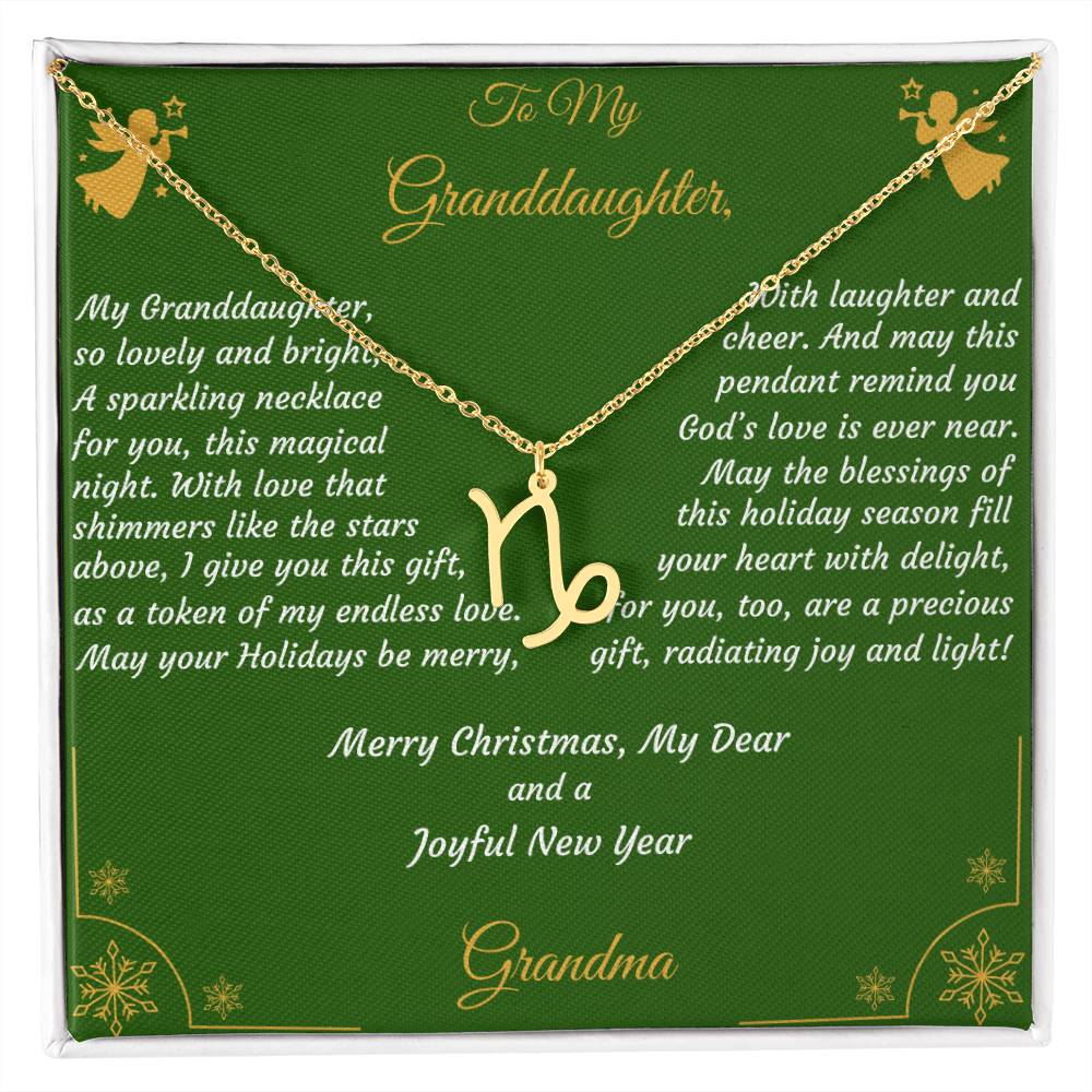 Zodiac Symbol Necklace Christmas Gift with Gift Box and Message Card for My Granddaughter