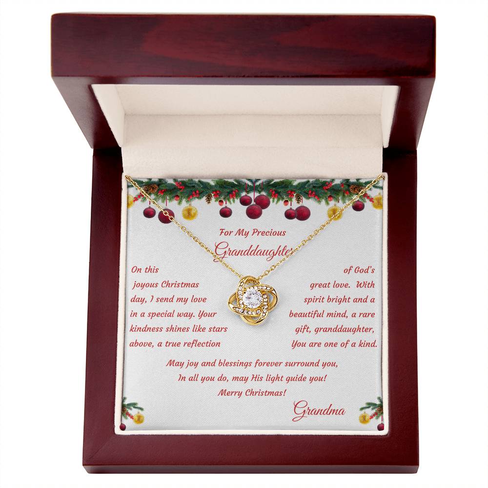 Love Knot Necklace Christmas Gift with Message Card "For My Granddaughter"