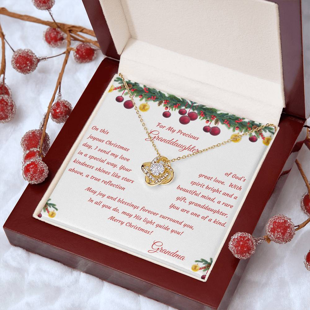 Love Knot Necklace Christmas Gift with Message Card "For My Granddaughter"