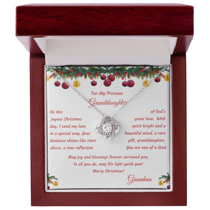 Love Knot Necklace Christmas Gift with Message Card "For My Granddaughter"