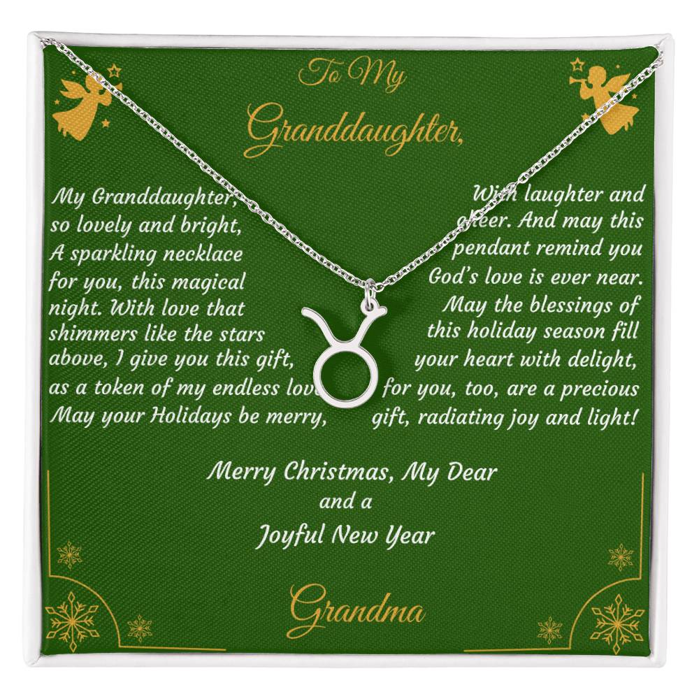 Zodiac Symbol Necklace Christmas Gift with Gift Box and Message Card for My Granddaughter