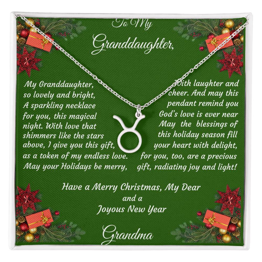 Christmas Gift Zodiac Necklace with Gift Box and Message Card for My Granddaughter