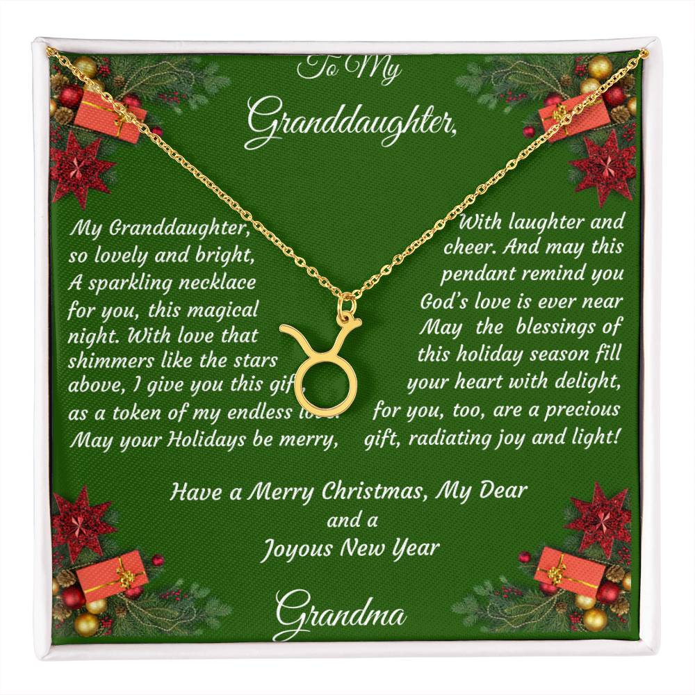 Christmas Gift Zodiac Necklace with Gift Box and Message Card for My Granddaughter