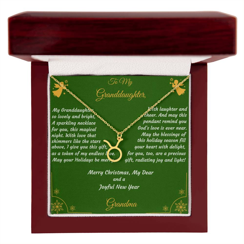 Zodiac Symbol Necklace Christmas Gift with Gift Box and Message Card for My Granddaughter