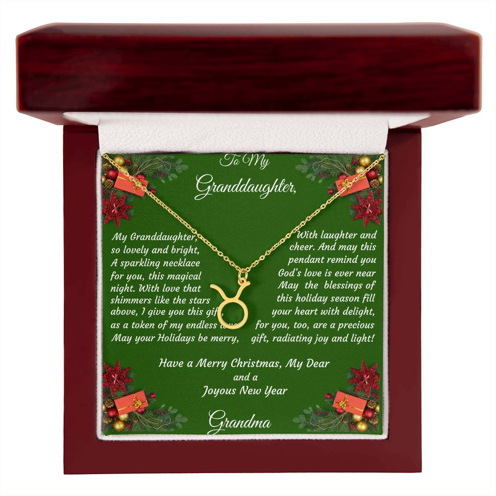 Christmas Gift Zodiac Necklace with Gift Box and Message Card for My Granddaughter