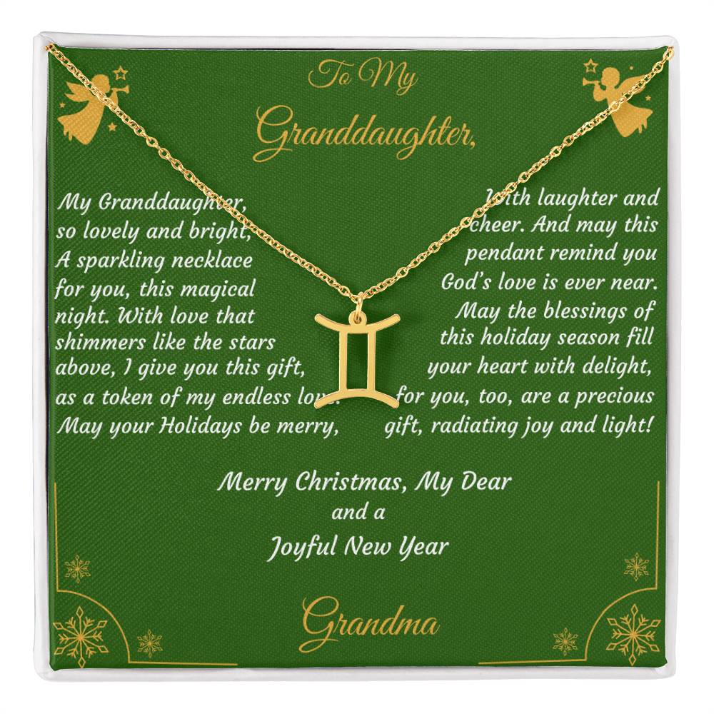 Zodiac Symbol Necklace Christmas Gift with Gift Box and Message Card for My Granddaughter