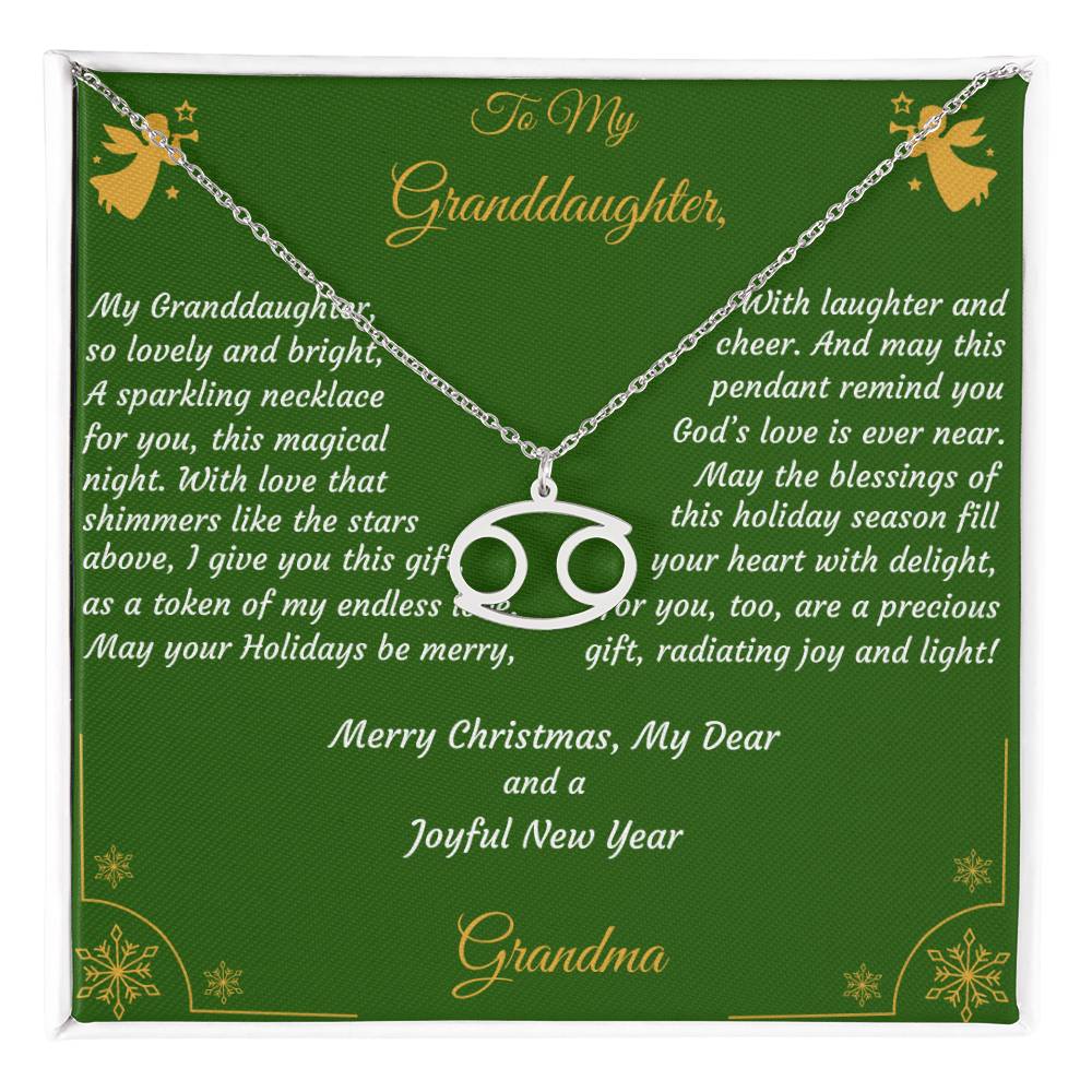 Zodiac Symbol Necklace Christmas Gift with Gift Box and Message Card for My Granddaughter