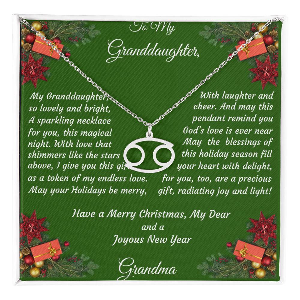 Christmas Gift Zodiac Necklace with Gift Box and Message Card for My Granddaughter