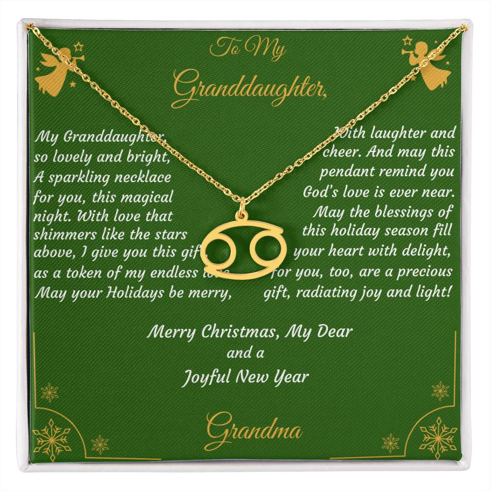 Zodiac Symbol Necklace Christmas Gift with Gift Box and Message Card for My Granddaughter