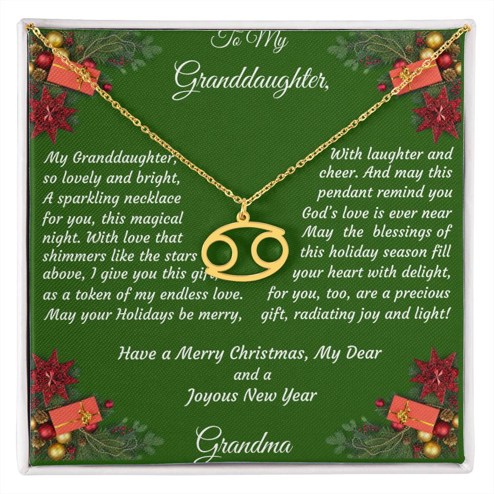 Christmas Gift Zodiac Necklace with Gift Box and Message Card for My Granddaughter