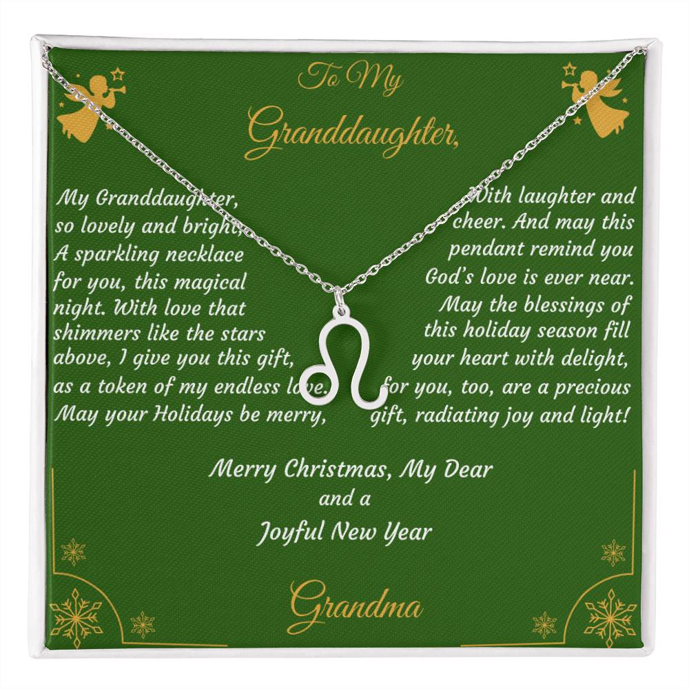 Zodiac Symbol Necklace Christmas Gift with Gift Box and Message Card for My Granddaughter