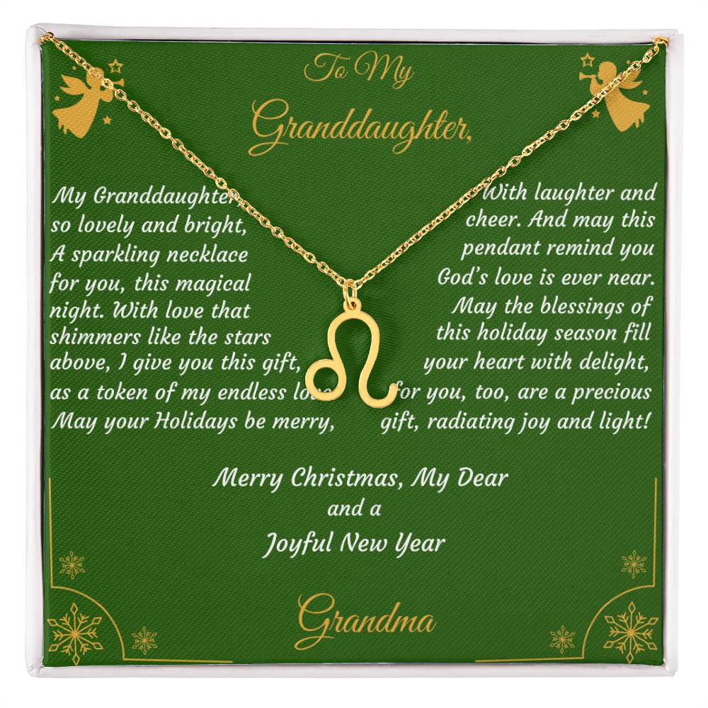 Zodiac Symbol Necklace Christmas Gift with Gift Box and Message Card for My Granddaughter