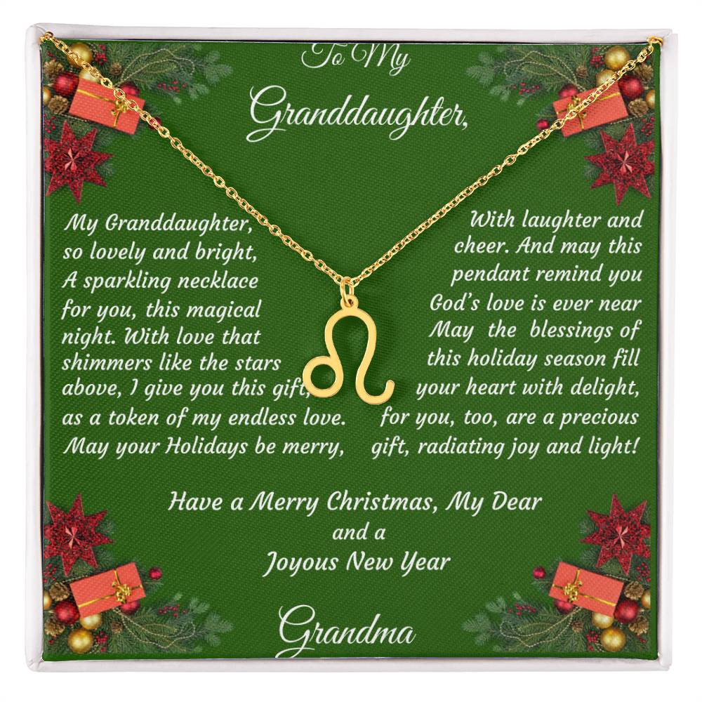 Christmas Gift Zodiac Necklace with Gift Box and Message Card for My Granddaughter