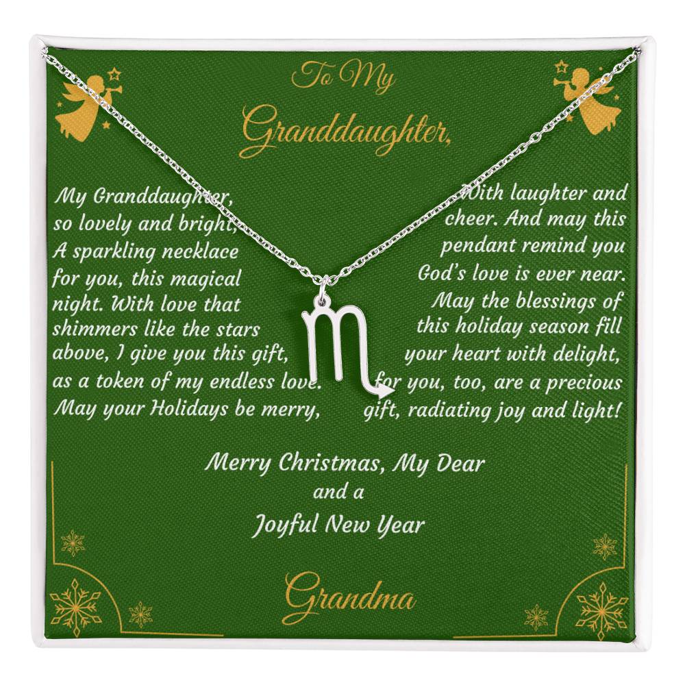 Zodiac Symbol Necklace Christmas Gift with Gift Box and Message Card for My Granddaughter