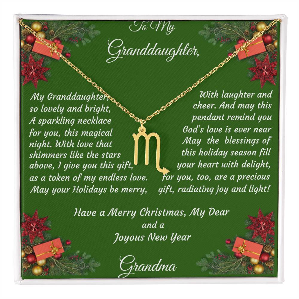 Christmas Gift Zodiac Necklace with Gift Box and Message Card for My Granddaughter