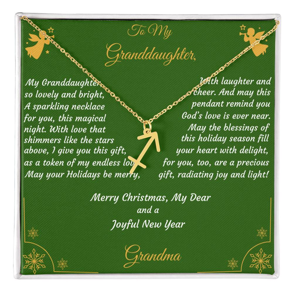 Zodiac Symbol Necklace Christmas Gift with Gift Box and Message Card for My Granddaughter