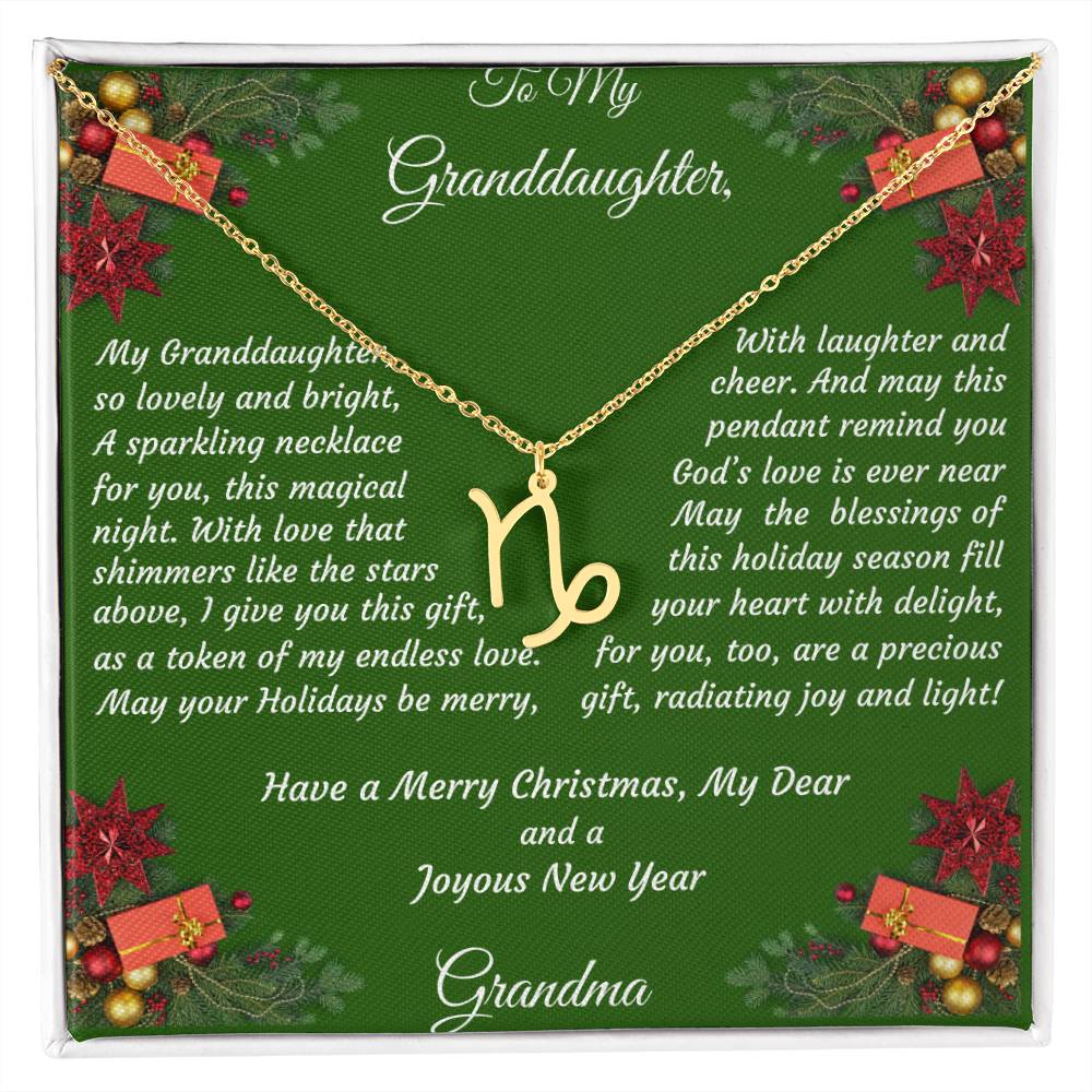 Christmas Gift Zodiac Necklace with Gift Box and Message Card for My Granddaughter