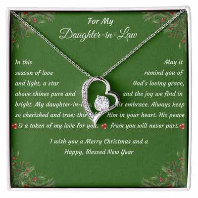 Forever Love Heart Christmas Gift Necklace with Gift Box and Message Card 