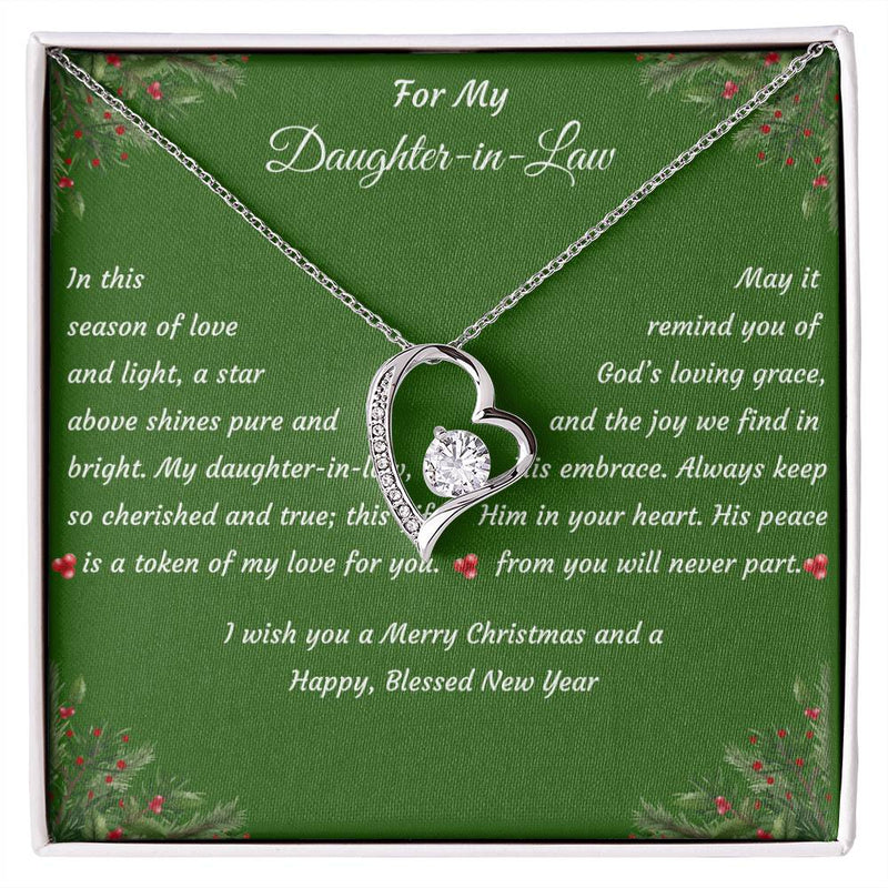 Forever Love Heart Christmas Gift Necklace with Gift Box and Message Card 